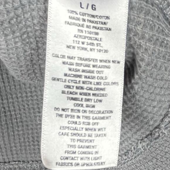 Aeropostale Y2K Waffle Distressed Long Sleeve Henley Gray 2000s VTG Gray Skater - Picture 12 of 13